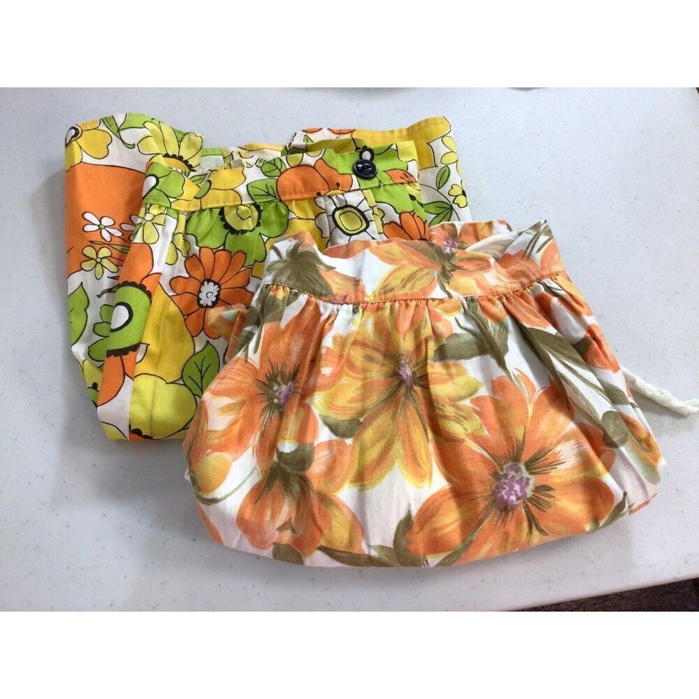 Vintage Mid Century Floral Apron Lot of 2
